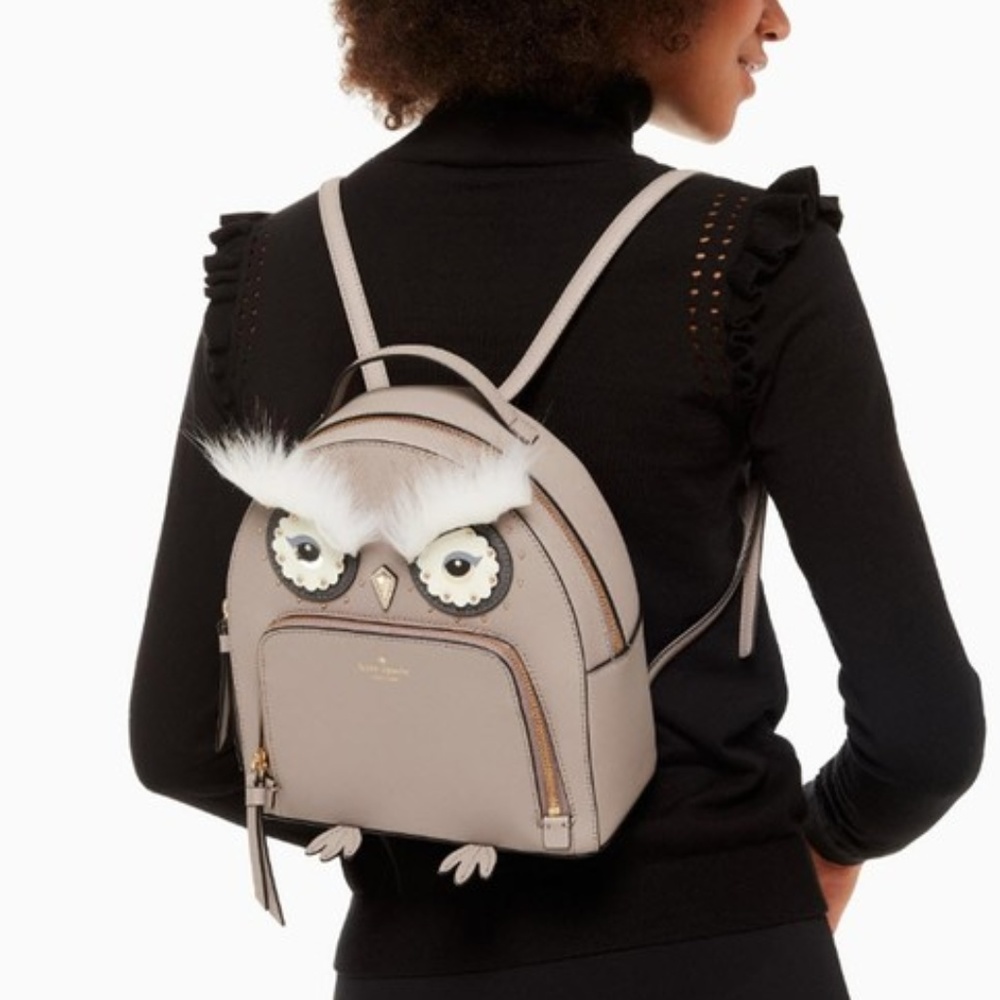 SOLD!  NWT KATE SPADE Grey Owl Backpack - Picture 3 of 8